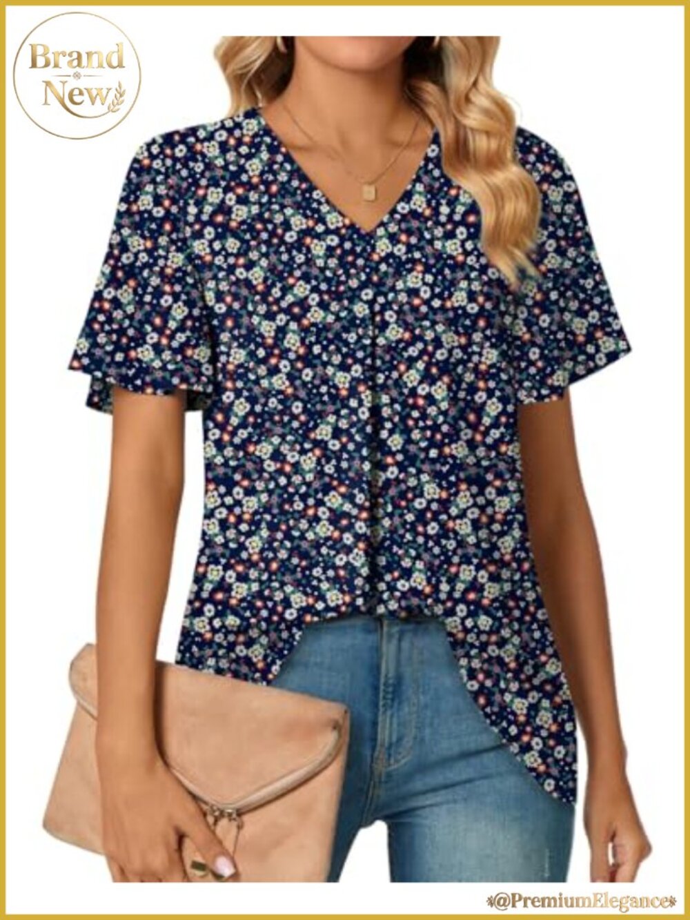 Chiffon V Neck Ruffle Short Sleeve Blouse Tunic Top Flowy Casual